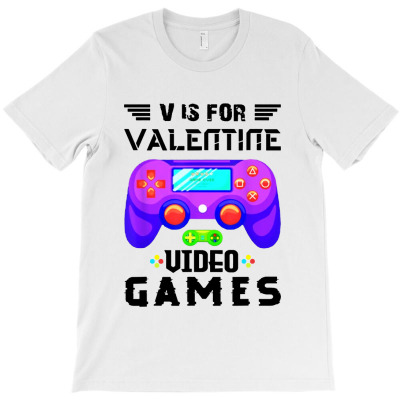 V Is For Video Games T-shirt Designed By Barbara R Hughes