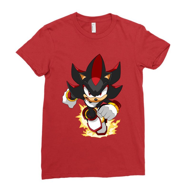 Black Super Hedgehog Running Forward Ladies Fitted T-Shirt by Ciarahriamirez | Artistshot