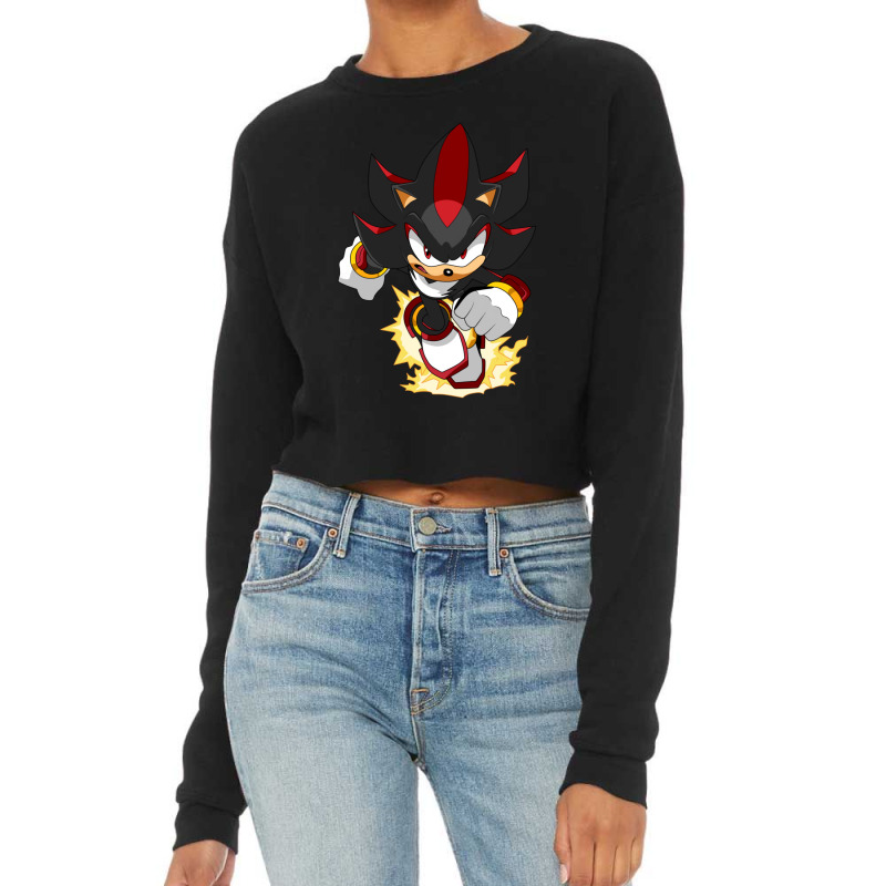 Black Super Hedgehog Running Forward Cropped Sweater by Ciarahriamirez | Artistshot