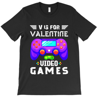 V Is For Video Games T-shirt Designed By Barbara R Hughes