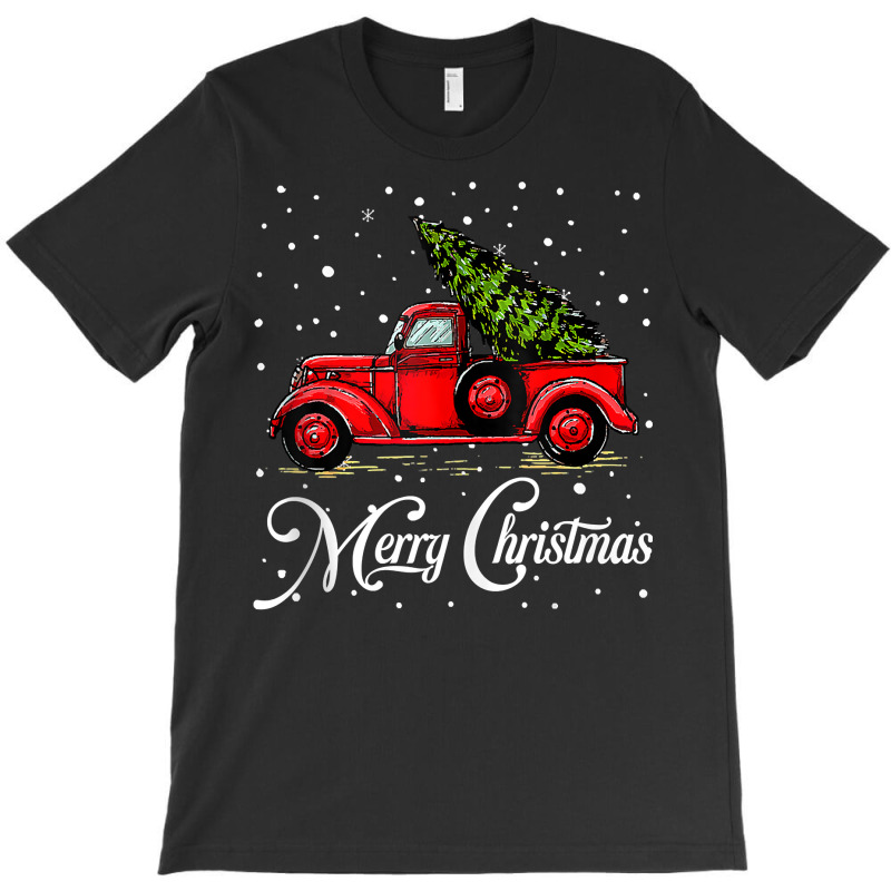 Merry Christmas Truck Red With Tree Xmas Pajama Funny Gifts Tank Top T-shirt | Artistshot