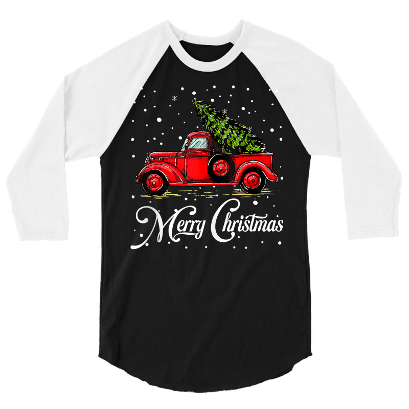 Merry Christmas Truck Red With Tree Xmas Pajama Funny Gifts Tank Top 3/4 Sleeve Shirt | Artistshot