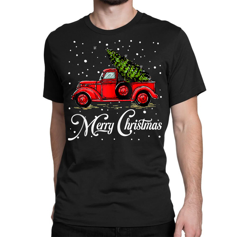 Merry Christmas Truck Red With Tree Xmas Pajama Funny Gifts Tank Top Classic T-shirt | Artistshot