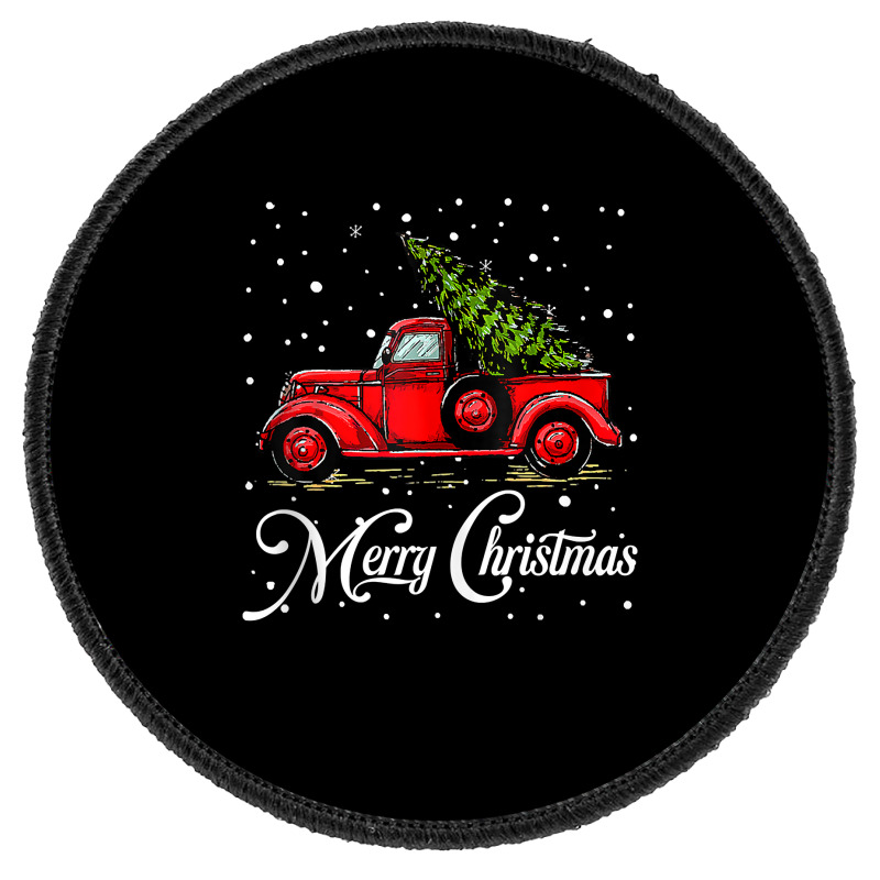 Merry Christmas Truck Red With Tree Xmas Pajama Funny Gifts Tank Top Round Patch | Artistshot