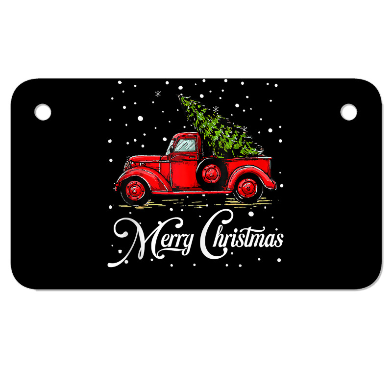 Merry Christmas Truck Red With Tree Xmas Pajama Funny Gifts Tank Top Motorcycle License Plate | Artistshot