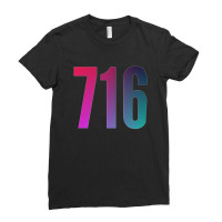 716 Area Code Zip Code Location Blue Pink Gradient Ladies Fitted T-shirt | Artistshot