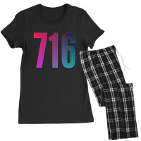 716 Area Code Zip Code Location Blue Pink Gradient Women's Pajamas Set | Artistshot