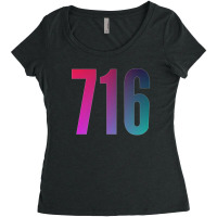 716 Area Code Zip Code Location Blue Pink Gradient Women's Triblend Scoop T-shirt | Artistshot