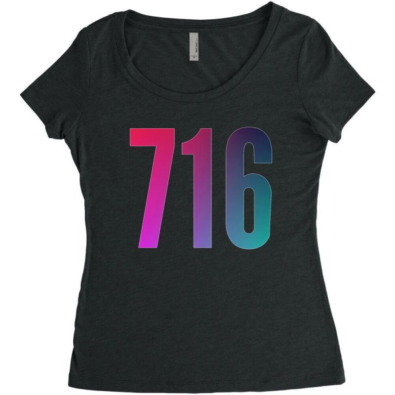 716 Area Code Zip Code Location Blue Pink Gradient Women's Triblend Scoop T-shirt by cm-arts | Artistshot