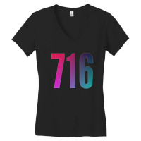 716 Area Code Zip Code Location Blue Pink Gradient Women's V-neck T-shirt | Artistshot