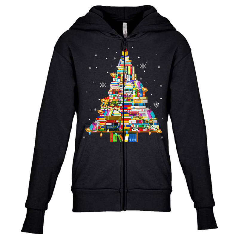 Christmas Library Tree Lights For Librarian And Book Lover T Shirt Youth Zipper Hoodie by cm-arts | Artistshot