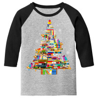 Christmas Library Tree Lights For Librarian And Book Lover T Shirt Youth 3/4 Sleeve | Artistshot