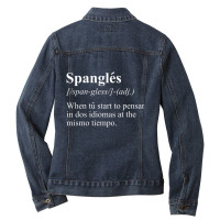 English Spanish Bilingual Teacher Definition Ladies Denim Jacket | Artistshot