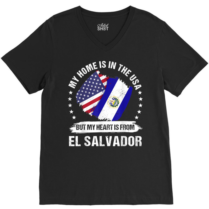 American Patriot El Salvador Flag American Salvadoran Roots T Shirt V-Neck Tee by hapusajehae | Artistshot