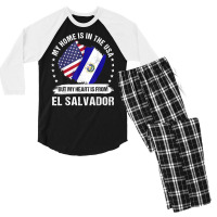 American Patriot El Salvador Flag American Salvadoran Roots T Shirt Men's 3/4 Sleeve Pajama Set | Artistshot