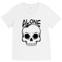 Alone Spooky Skull Halloween Trick Or Trick Gift And Present V-neck Tee | Artistshot