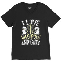 I Love Disc Golf Cats Cute Kitty Cat Feline Gift V-neck Tee | Artistshot