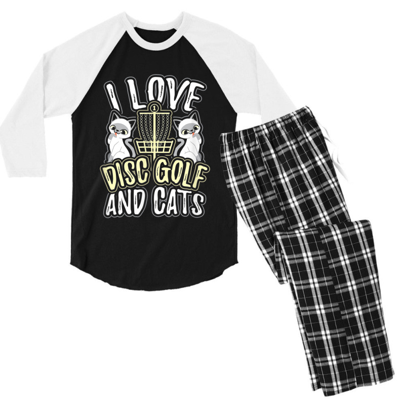 I Love Disc Golf Cats Cute Kitty Cat Feline Gift Men's 3/4 Sleeve Pajama Set | Artistshot