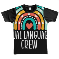 Dual Language Crew Rainbow Bilingual Teacher Dual Language T Shirt Graphic Youth T-shirt | Artistshot