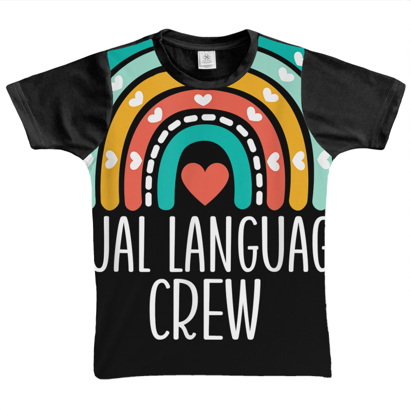 Dual Language Crew Rainbow Bilingual Teacher Dual Language T Shirt Graphic Youth T-shirt by cm-arts | Artistshot