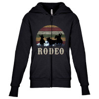 Bucking Rodeo Cowboy Team Roping Horse Riding Retro Youth Zipper Hoodie | Artistshot