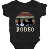 Bucking Rodeo Cowboy Team Roping Horse Riding Retro Baby Bodysuit | Artistshot