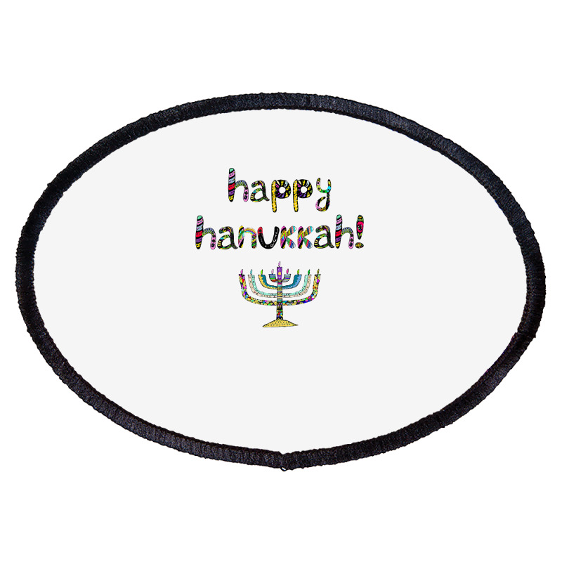 Happy Hanukkah  Jewish Holiday Chanukah Oval Patch | Artistshot