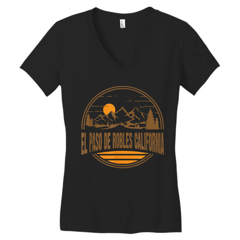 Vintage El Paso De Robles California Mountain Hiking Print Women's V-Neck T-Shirt by StarActon | Artistshot