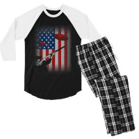 Retro Patriotic Skeet Trap Sporting Clays Shooting Sports Men's 3/4 Sleeve Pajama Set | Artistshot