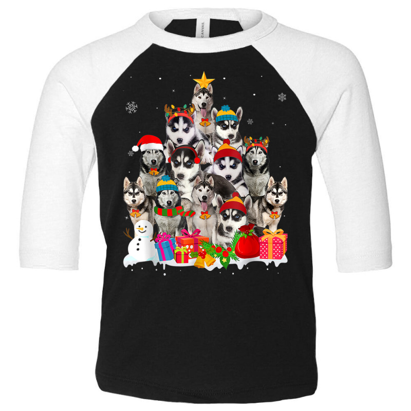 Funny Siberian Husky Christmas Tree Pet Dog Lover Toddler 3/4 Sleeve Tee by Sombre | Artistshot