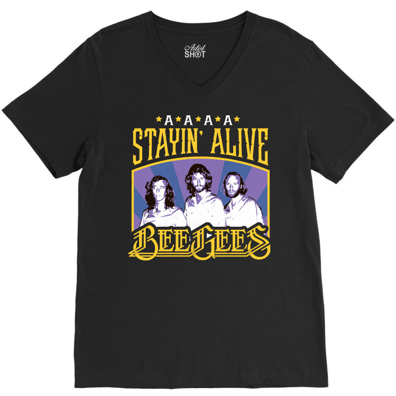 Bee Gees, Bee Gees Vintage, Bee Gees Art, Bee Gees Painting, The Bee G V-neck Tee | Artistshot