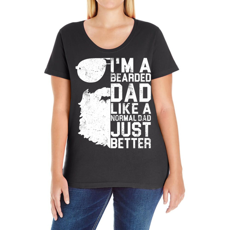 Mens Bearded Dad Beard Humor Father's Day Ladies Curvy T-Shirt by cm-arts | Artistshot