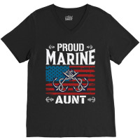 Marine Aunt Proud Marine Aunt United States Of America Military V-neck Tee | Artistshot