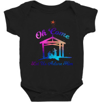 Let Us Adore Him   Christmas Advent Nativity Scene North Long Sleeve T Baby Bodysuit | Artistshot