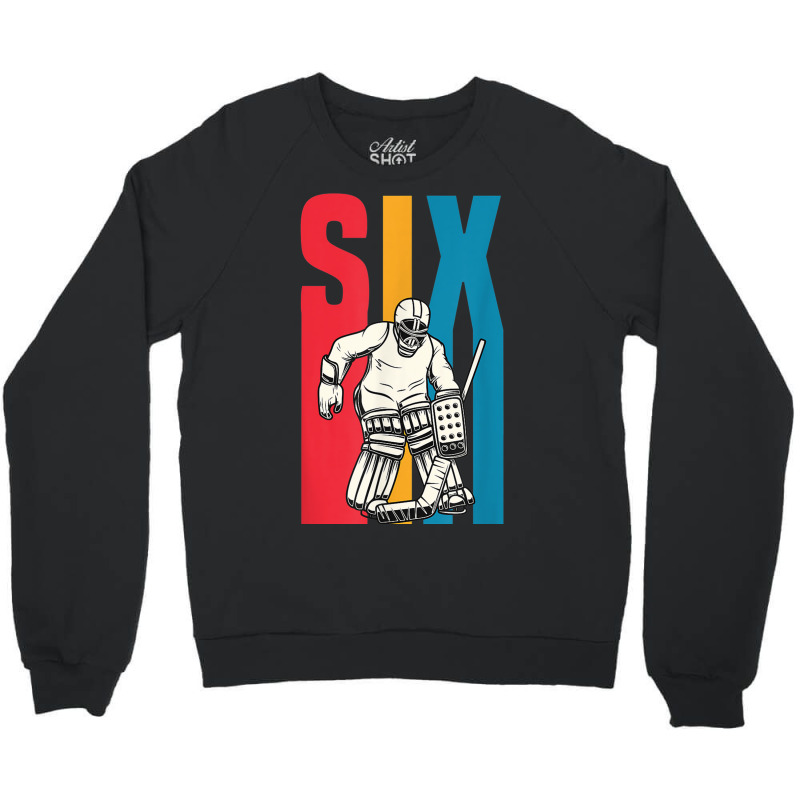 Retro 6 Year Old Ice Hockey Goalie 6th Birthday Party Supply Crewneck Sweatshirt | Artistshot