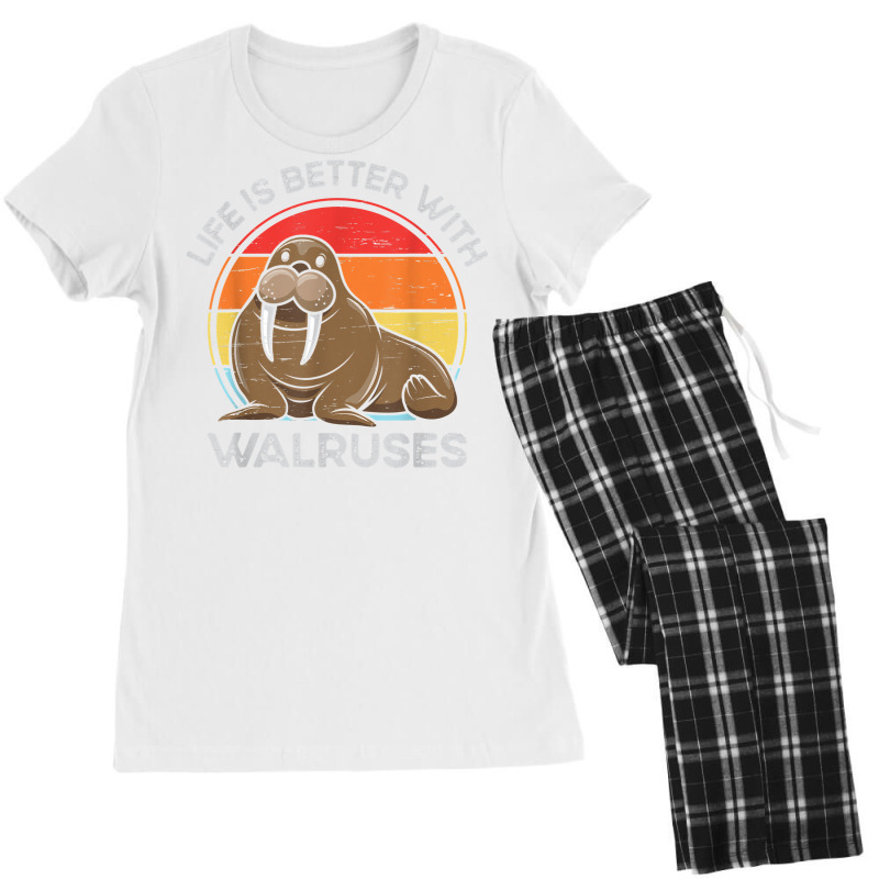 Life Is Better With Walruses Tusk Whiskers Marine Mammals T Shirt Women's Pajamas Set by cm-arts | Artistshot