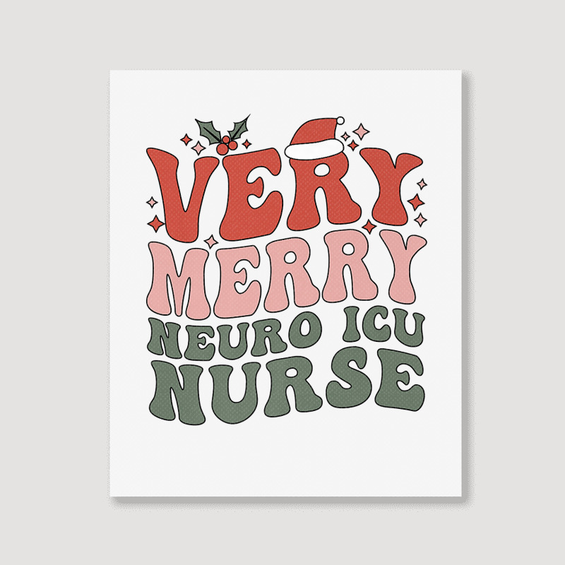 Merry Neuro Icu Nurse Christmas Neuro Icu Nursing Xmas Party Premium T Portrait Canvas Print | Artistshot