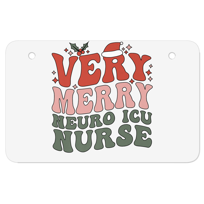 Merry Neuro Icu Nurse Christmas Neuro Icu Nursing Xmas Party Premium T Atv License Plate | Artistshot