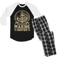 Marine Sister Proud Marine Sister United States Of America Military (2 Men's 3/4 Sleeve Pajama Set | Artistshot