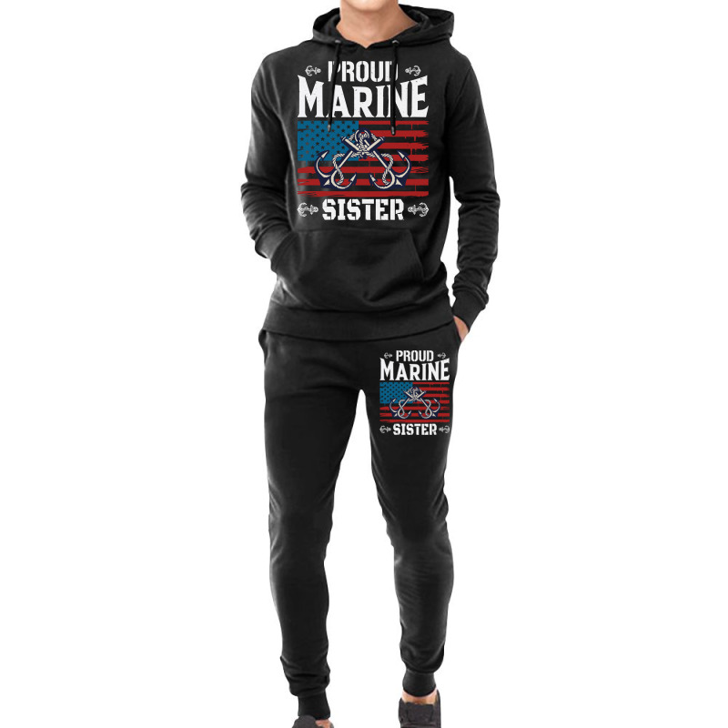 Marine Sister Proud Marine Sister United States Of America Military (3 Hoodie & Jogger set by kerchingparticular | Artistshot