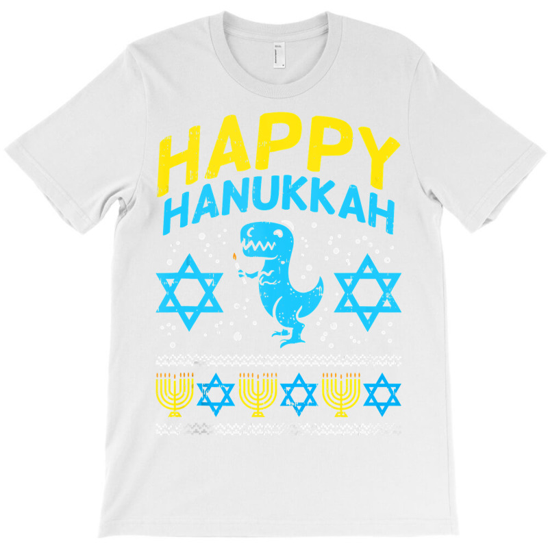 Happy Hanukkah Jewish Trex Ugly Chanukah Sweater Boy Gift T-Shirt by Cardenas | Artistshot