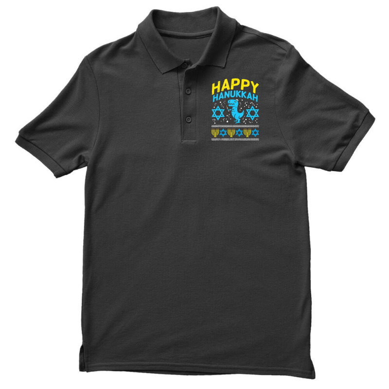 Happy Hanukkah Jewish Trex Ugly Chanukah Sweater Boy Gift Men's Polo Shirt by Cardenas | Artistshot