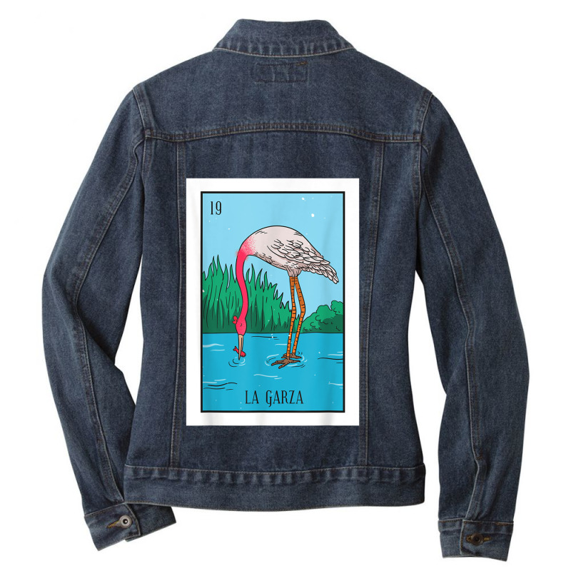 La Garza Lottery Card Gift Heron Card Mexican Lottery Ladies Denim Jacket by StaceyKerry | Artistshot