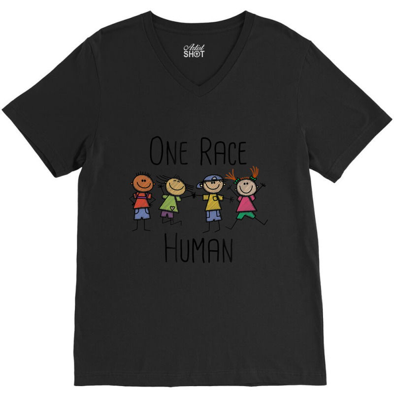 One Race Human Anti Racism Diversity Day V-Neck Tee by cm-arts | Artistshot