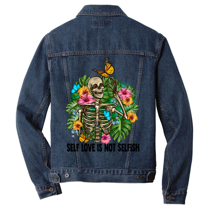 Self Love Is Not Selfısh Skeleton Men Denim Jacket by BarkalooDesign | Artistshot