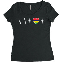 Mauritius Mauritius Flag Country Mauritian Heartbeat I Love Women's Triblend Scoop T-shirt | Artistshot