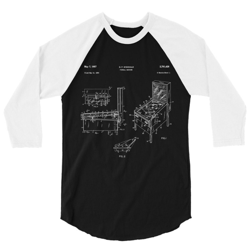 Classic Retro Pinball Pinball Patent Gift 3/4 Sleeve Shirt | Artistshot