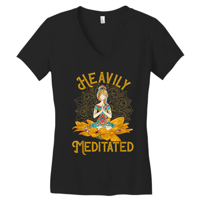 Vintage Heavily Meditated Yoga Meditation Spiritual Warrior Women's V-Neck T-Shirt by StarActon | Artistshot