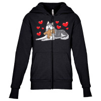 Siberian Husky T  Shirt Siberian Husky Dog With Stuffed Animal T  Shir Youth Zipper Hoodie | Artistshot