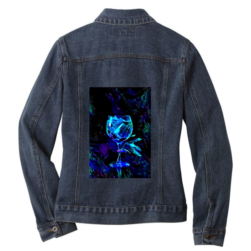 Blacklight Gin And Tonic Ladies Denim Jacket by DebraMartin | Artistshot